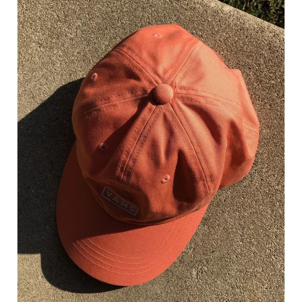 Vans Unisex Adjustable Orange Cotton Strap Back Hat With Embroidered Logo Skater - Picture 5 of 8